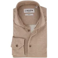 Ledub Overhemd Modern Fit camel visgraatstructuur