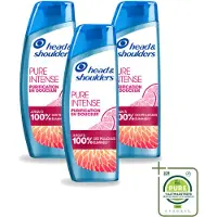 Head & shoulders 3 x - Anti-Roos Shampoo - Pure Intense - Grapefruit - 250 ml - Grootverpakking - Vaatwasstrips - Anti-roos Shampoo - Vet Hoofd - Schone Hoofdhuid - Roosvrij Haar - Grapefruit Geur