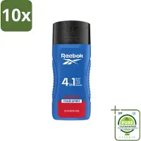 Reebok 10 x - Move Your Spirit - Douchegel - 4 in 1 - 400 ml - Grootverpakking - Vaatwasstrips - Douchegel 4 In 1 - Verzorging Lichaam - Verzorging Gezicht - Verzorging Haar - Scheerschuim