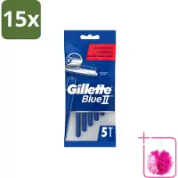 Gillette 15 x - Blue II - Wegwerpscheermesjes - Precisie & Comfort - 5 Scheermesjes - Bulkverpakking - Scheermesje - Douchemop - Wegwerpscheermesje