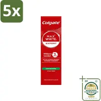 Colgate 5 x – Max White Expert Purifying Power – Tandpasta – 75 ml - Wasstrips - Witte Tanden - Tandpasta - Whitening - Waterstofperoxide - Vlekken Verwijderen