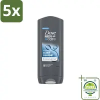 Dove 5 x - Douchegel - Men+ Care Clean Comfort - Comfort en verzorging - 400 ml - Grootverpakking - Vaatwasstrips - Douchegel - Mannelijke Geur - Verfrissend - Energie - Reiniging