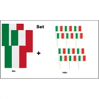 Wefiesta 20x Servetten Italie 33cm x 33cm 3 laags + 100x Cocktailprikkers Italie - Italie set - Italy thema feest voetbal