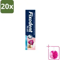 Fixodent 20 x Plus – Kleefcrème – Food Barrier – Frisse Smaak – 40 g - Bulkverpakking - Kleefpasta kunstgebit - Douchemop - Voedselbarrière kunstgebit