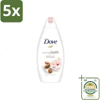 Dove 5 x – Badcrème – Caring Bath Almond – 450 ml - Wasstrips - Badcrème - Badcrème Almond - Badcrème Voor Huid - Badcrème Voor Ontspanning - Badcrème Voor Gevoelige Huid