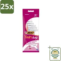 BIC 25 x - Twin Lady - Scheermesjes - Dubbel Mesje - Wegwerpmesjes - 5 Scheermesjes - Wasstrips - Scheermesjes - Wegwerpmesjes - Dubbel Mesje - Scheermesje - Vrouwelijke Scheermesjes