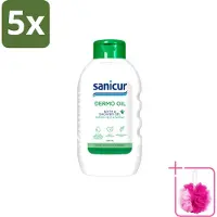 Sanicur 5 x – Bad & Douchegel – Dermo-Oil – 300 ml - Bulkverpakking - Bad en douchegel - Douchemop - Droge huid