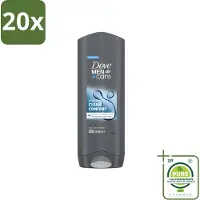 Dove 20 x - Douchegel - Men+ Care Clean Comfort - Comfort en verzorging - 250 ml - Grootverpakking - Vaatwasstrips - Douchegel - Fris - Energie - Reiniging - Hydraterend