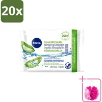 Nivea 20 x – Reinigingsdoekjes – Bio Aloe Vera – 25 Doekjes - Bulkverpakking - Reinigingsdoekjes - Douchemop - Gezichtsreiniging