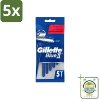 Gillette 5 x - Blue II - Wegwerpscheermesjes - Precisie & Comfort - 5 Scheermesjes - Wasstrips - Scheermesje - Wegwerpscheermesje - Blue Ii - Scheerresultaat - Scherpe Mesjes