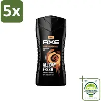 Axe 5 x - 3-in-1 Douchegel - Dark Temptation - Dark Chocolate - 250 ml - Grootverpakking - Vaatwasstrips - Douchegel - Chocolade - 3-in-1 - Lichaam - Gezicht