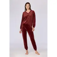 Woody huispak dames velours - bordeaux - 262-15-TPA-V/471 - maat XL