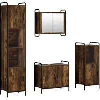vidaXL Badkamerkast set 4 st Gerookt eiken 40 x 36 x 181 cm