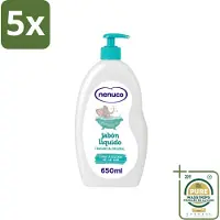 Nenuco 5 x - Jabon Líquido - Vloeibare Zeep - Originele Geur - Met Doseerpomp - 650 ml - Wasstrips - Vloeibare Zeep - Handzeep - Douchegel - Badzeep - Baby Zeep