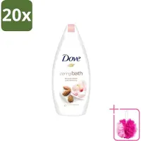 Dove 20 x – Badcrème – Caring Bath Almond – 450 ml - Bulkverpakking - Badcrème - Douchemop - Badcrème voor huid