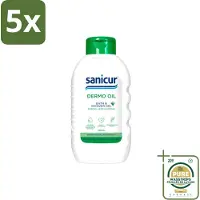 Sanicur 5 x – Bad & Douchegel – Dermo-Oil – 300 ml - Wasstrips - Bad En Douchegel - Droge Huid - Gevoelige Huid - Voedende Badgels - Huidbarrière