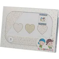 Gamberritos laken set beige hartjes 3 delig klein