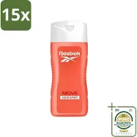 Reebok 15 x - Move Your Spirit - Douchegel - 400 ml - Wasstrips - Douchegel - Granaatappel - Citrus - Aloe Vera - Gezin