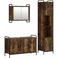 vidaXL Badkamerkast set 3 st Gerookt eiken 40 x 36 x 181 cm