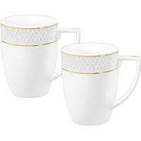 Wilmax England Mok 450 ml Wit Gouden Rand Porselein 2-delige set
