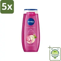 Nivea 5 x - Douchegel - Joy of Life - Verfrissend Effect - 250 ml - Grootverpakking - Vaatwasstrips - Douchegel - Frisse Geur - Rozen - Jasmijn - Huidverzorging