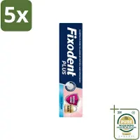 Fixodent 5 x Plus – Kleefcrème – Food Barrier – Frisse Smaak – 40 g - Wasstrips - Kleefpasta - Kunstgebit - Food Barrier - Voedselresten - Frisse Muntsmaak