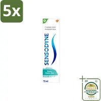 Sensodyne 5 x – Tandpasta – Deep Clean Gel – 75 ml - Wasstrips - Gevoelige Tanden - Tandgevoeligheid - Tandpasta - Fluoride - Gaatjes