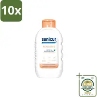 Sanicur 10 x – Bad & Douchegel – Sensitive – 300 ml - Wasstrips - Gevoelige Huid - Bad En Douchegel - Milde Reiniging - Droge Huid - Kamille Extract