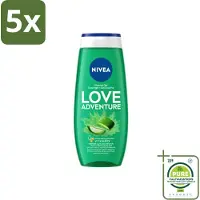 Nivea 5 x - Love Adventure Douchegel - Huidbeschermend - 250 ml - Grootverpakking - Vaatwasstrips - Douchegel - Verfrissend - Huidbeschermend - Vitamine C - Vitamine E