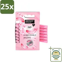 Sence 25 x – Wegwerpscheermes – Glad Scheren – Comfort Grip – 6 Wegwerpscheermes - Wasstrips - Scheermes - Wegwerpscheermes - Bikini Lijn - Benen Scheren - Oksels Scheren