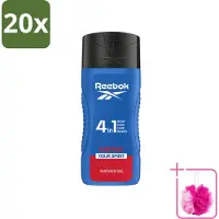 Reebok 20 x - Move Your Spirit - Douchegel - 4 in 1 - 400 ml - Bulkverpakking - Douchegel 4 in 1 - Douchemop - Verzorging lichaam