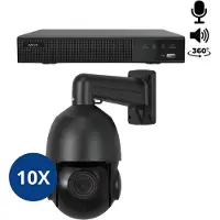 Dutch Security Systems 10x Beveiligingscamera set - Bedraad - Sony PTZ 360 graden 2K - Zwart -