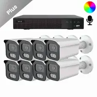 Dutch Security Systems 8x Beveiligingscamera set - Bedraad - Sony Bullet Plus AI-ISP Full Color 2K - Wit -