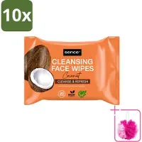 Sence 10 x - Coconut - Gezichtsreinigingsdoekjes - Verzorgend - 20 Doekjes - Bulkverpakking - Gezichtsreinigingsdoekjes - Douchemop - Kokos