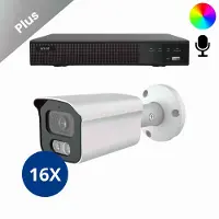 Dutch Security Systems 16x Beveiligingscamera set - Bedraad - Sony Bullet Plus AI-ISP Full Color 2K - Wit -
