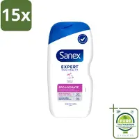 Sanex 15 x - Douchegel - Expert Skin Health Pro Hydrate - Verzorgt de Droge Huid - 400 ml - Grootverpakking - Vaatwasstrips - Droge Huid - Hydratatie - Douchegel - Huidverzorging - Glycerine