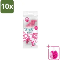Gillette venus 10 x Gillette Simply Venus – Wegwerpscheermesjes – Basic – 5 mesjes - Bulkverpakking - Scheermesje vrouw - Douchemop - Scheermesje voor vrouwen