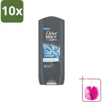 Dove 10 x - Douchegel - Men+ Care Clean Comfort - Comfort en verzorging - 400 ml - Bulkverpakking - Douchegel - Douchemop - Mannelijke geur