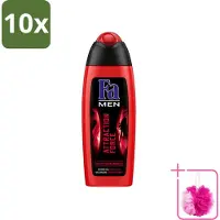 Fa 10 x - Douchegel - Attraction Force - Mannen Lichaam & Haar - Bergamot & Limoen - Verfrissend - 250 ml - Bulkverpakking - Douchegel mannen - Douchemop - Bergamot en limoen