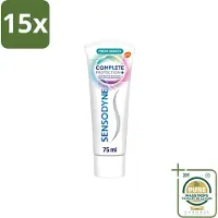 Sensodyne 15 x – Tandpasta – Complete Protection + Fresh Breath – 75 ml - Wasstrips - Gevoelige Tanden - Tandgevoeligheid - Fris Adem - Mondverzorging - Tandpasta