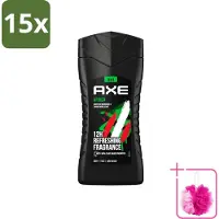 Axe 15 x - 3-in-1 Douchegel - Africa - Squeezed Mandarin & Sandalwood - 100% Plantaardig - 250 ml - Bulkverpakking - Douchegel - Douchemop - Axa africa
