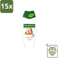 Palmolive 15 x – Douchecrème – Naturals Almond & Milk – 500 ml - Wasstrips - Douchecrème - Amandel - Melk - Huid Verzorging - Mild Reinigen