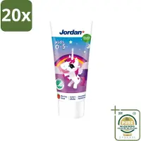 Jordan 20 x - Kids - Tandpasta - 0-5 jaar - Milde fruitsmaak - 50 ml - Wasstrips - Tandpasta Voor Kinderen - Tandpasta 0-5 Jaar - Melkgebit Bescherming - Kindertandpasta - Fluoride 1450 Ppm