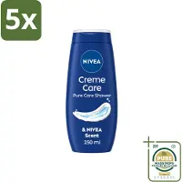 Nivea 5 x - Douche Crème - Beschermend - Unieke Crème Geur - 250 ml - Wasstrips - Douchecrème - Verzorgende Crème - Hydraterende Crème - Beschermende Crème - Crème