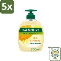 Palmolive 5 x Pamlolive Naturals - Handzeep - Melk & Honing - 300 ml - Wasstrips - Handzeep Melk Honing - Zeepvrije Handzeep - Natuurlijke Handzeep - Handen Verzorgen - Handen Hydrateren