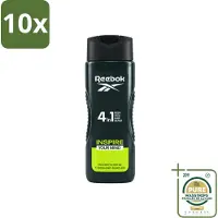Reebok 10 x - Inspire Your Mind - Douchegel - 4 in 1 - 400 ml - Wasstrips - Douchegel - 4 In 1 - Douchegel Voor Mannen - Verzorgende Douchegel - Douchegel Voor Gezicht