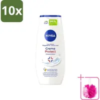 Nivea 10 x - Douchegel - Crème Protect & Dexpantenol - Unieke Crème Geur - 250 ml - Bulkverpakking - Douchegel - Douchemop - Huidverzorging
