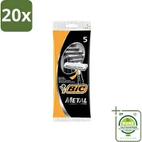 BIC 20 x - Scheermesjes - Metaal - Enkel Mesje - Wegwerpmesjes - 5 Scheermesjes - Grootverpakking - Vaatwasstrips - Scheermesje - Wegwerpmesje - Roestvrij Staal - Enkel Mesje - Precisie Scheren