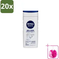 Nivea 20 x Men – Douchegel – Silver Protect – 250 ml - Bulkverpakking - Douchegel mannen - Douchemop - Zilverionen