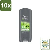Dove 10 x - Douchegel - Men+ Care Extra Fresh - Verfrissend - 400 ml - Wasstrips - Douchegel Mannen - Reiniging Mannenhuid - Frisse Geur - Energie Gevoel - Milde Douchegel